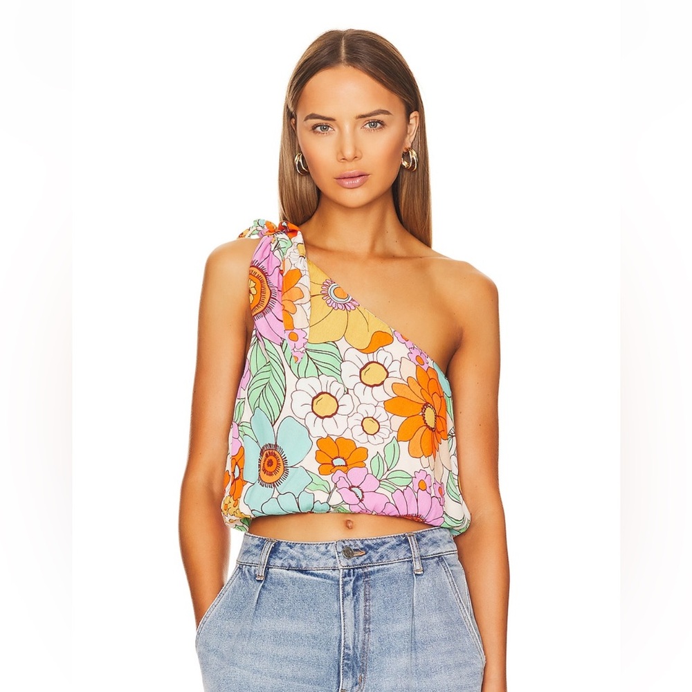 NWOT Show Me Your Mumu Heyday One Shoulder Top in Flower Market XS
